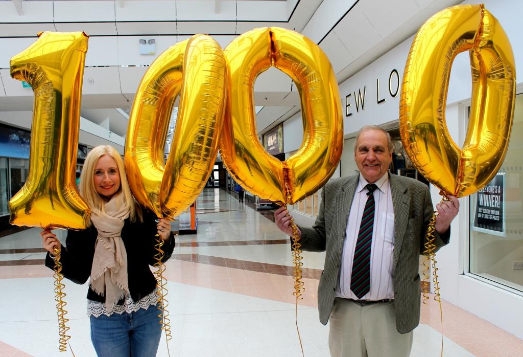 Melanie Sanderson, one of the winners, with Cllr John Stirling