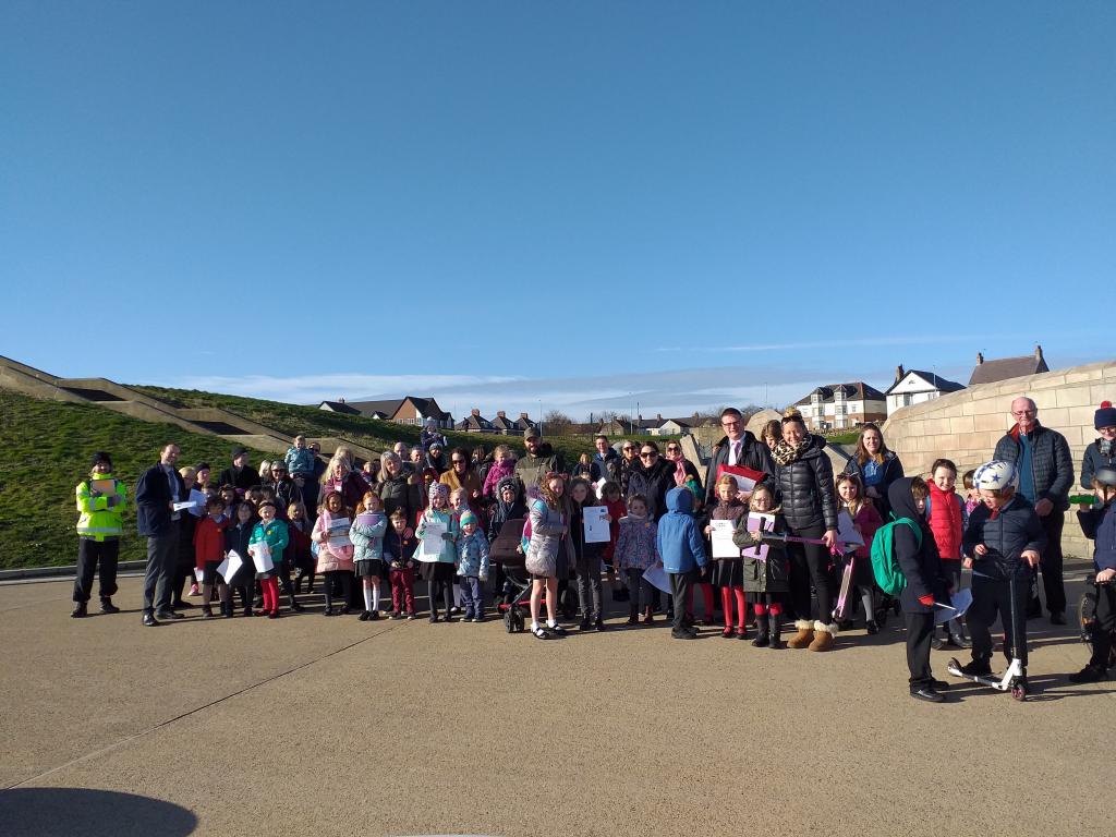 Pupils pictured at the Walk to School Week event