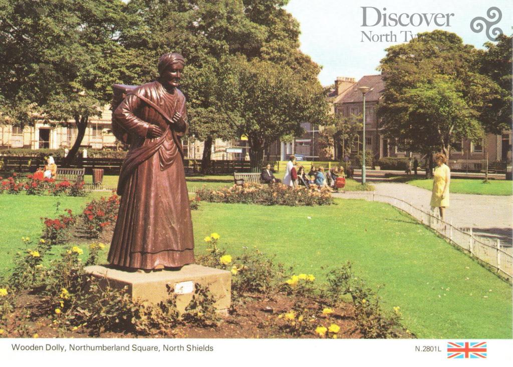 Old photo of the Wooden Dolly statue in Northumberland Square