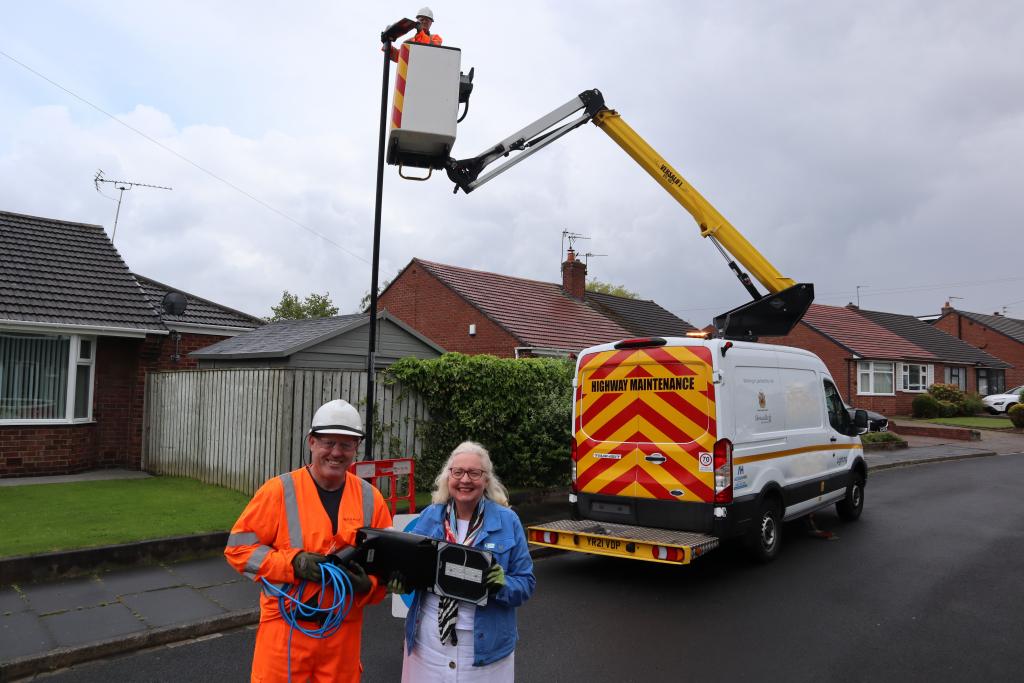 Street lighting project - Sandra Graham with staff from Enerveo