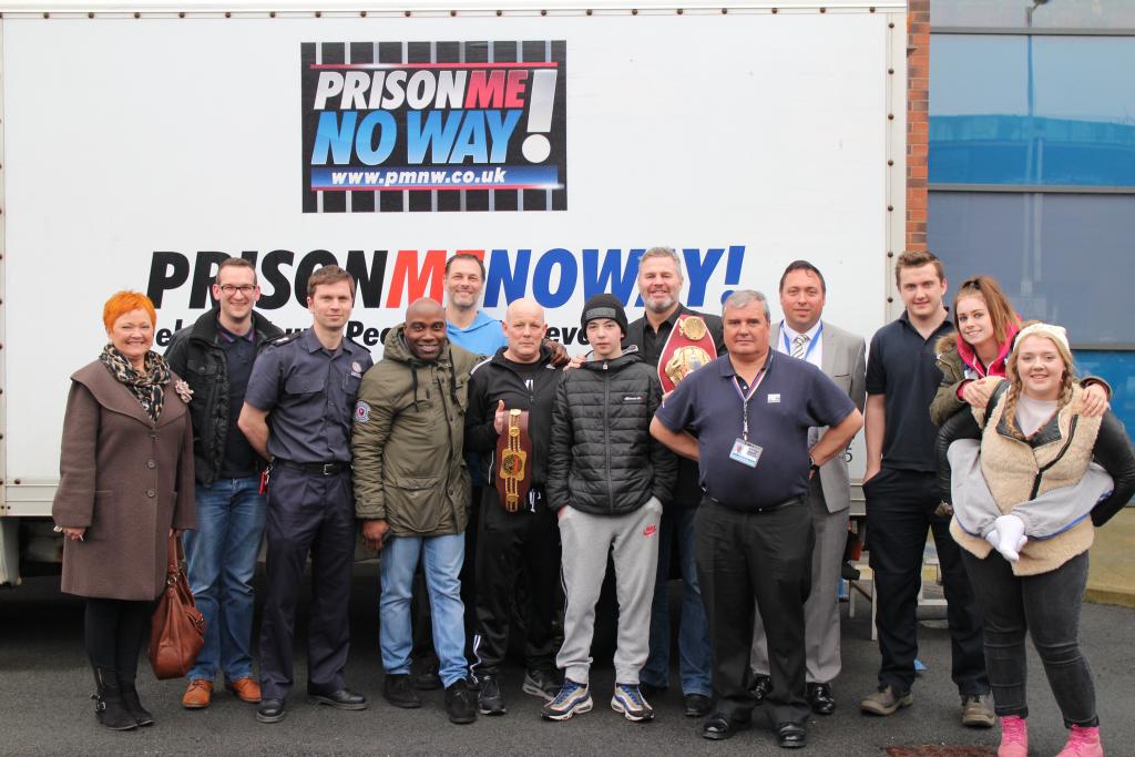 The team from ‘Prison? Me? No Way!’ alongside former champion boxer Glenn McCrory, and young people from the P.A.L.S service.