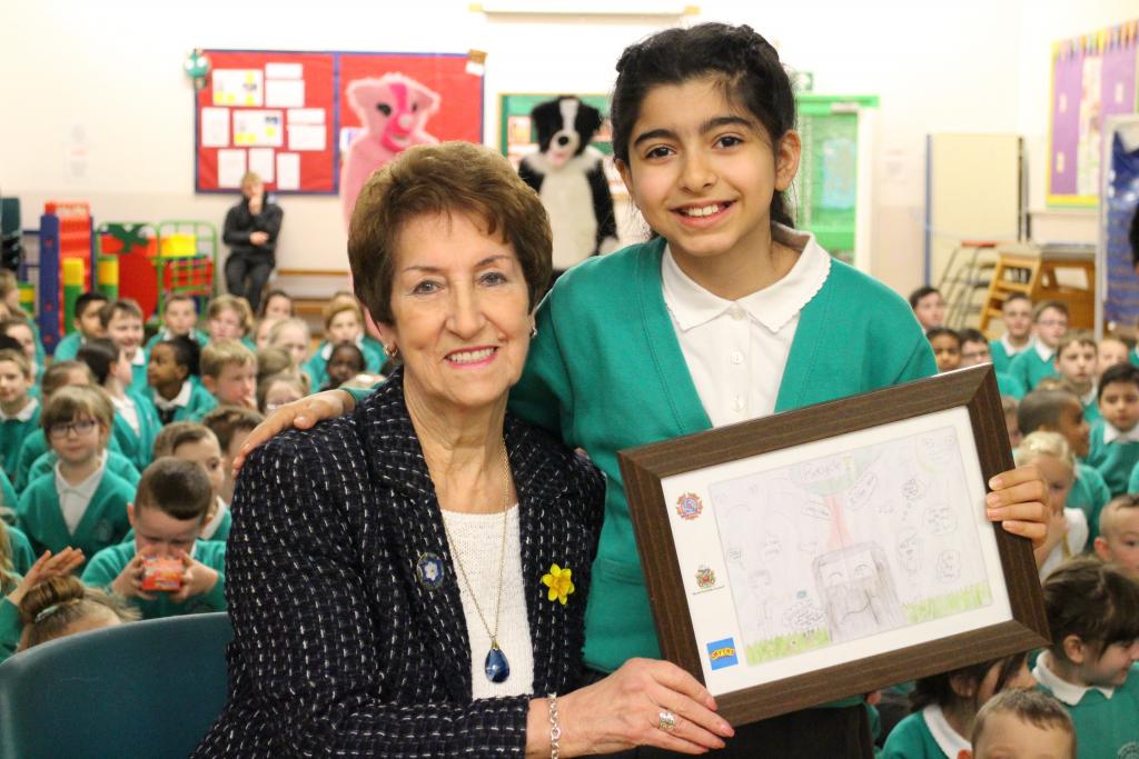 Elected Mayor Norma Redfearn with the winner of the competition