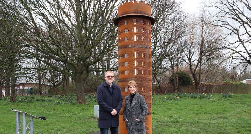 Artist Andy Mayers and the Elected Mayor Dame Norma Redfearn DBE