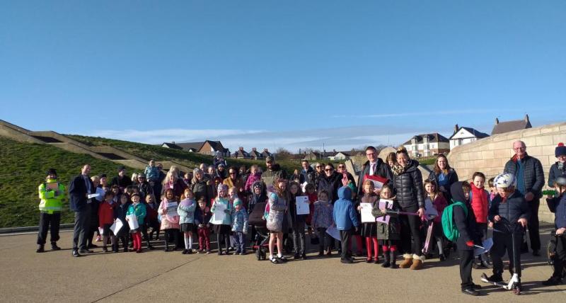 Pupils pictured at the Walk to School Week event