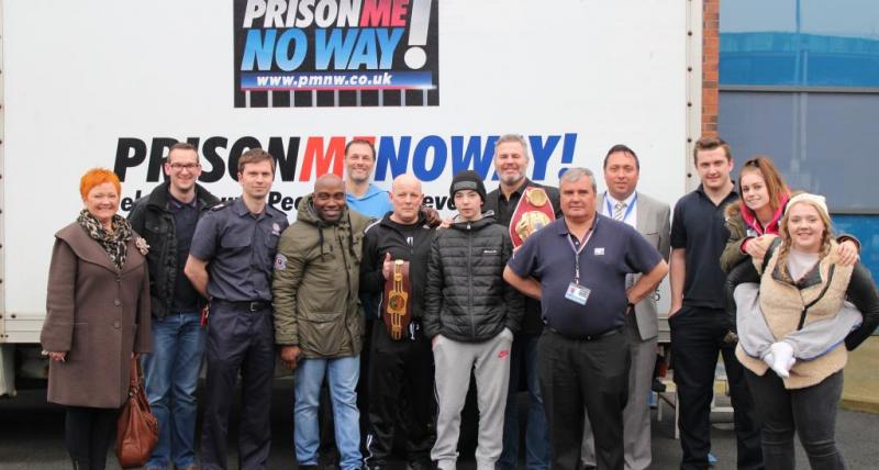 The team from ‘Prison? Me? No Way!’ alongside former champion boxer Glenn McCrory, and young people from the P.A.L.S service.