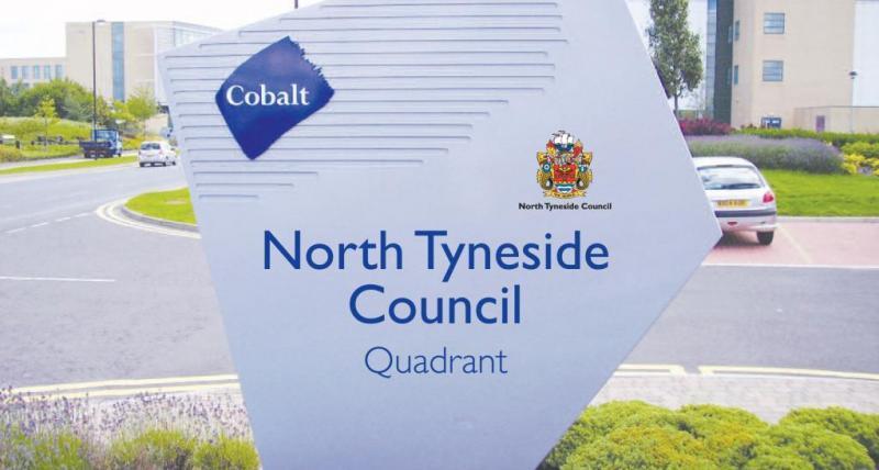 Sign with North Tyneside Council on Image of North Tyneside Council sign